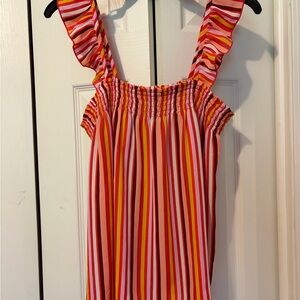 LOFT Striped Summer Dress in Pink, Red & Yellow